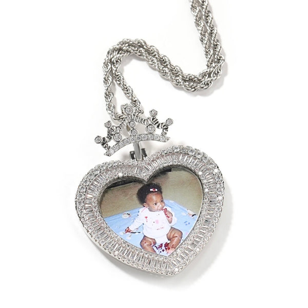 Custom Engraved Heart Photo Locket Necklace Silver For Her